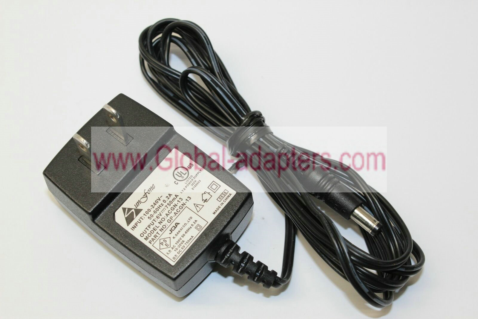 New Sunfone ACGN-13 GP-ACGN-13 Adaptor Power Supply 6V 750mA Transformer Adapter Charger